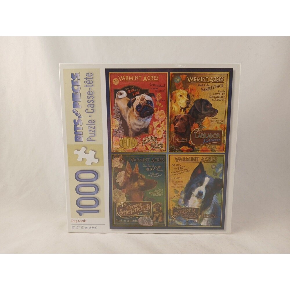 Bits and Pieces 1000 Piece Jigsaw Puzzle-Dog Seeds-NEW/SEALED!